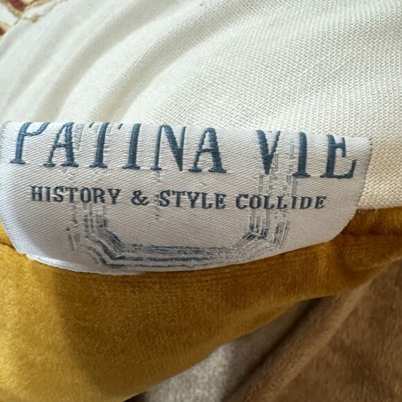 Patina Vie throw pillows yellow velour Pink Heart Embroidery cotton velvet 17" 2 - Picture 3 of 16